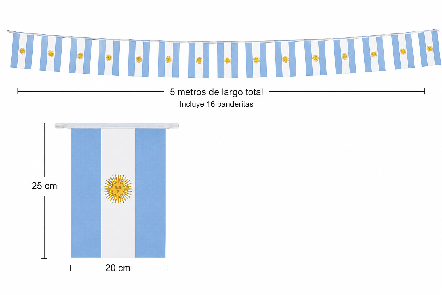 Banderin banderas argentina x1 5mts aprox