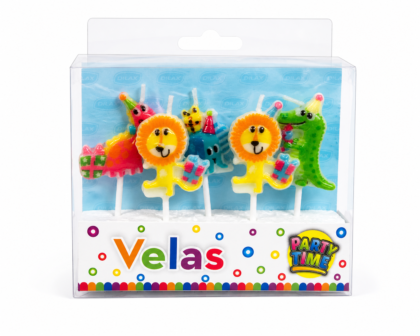 Velas animalitos de fiesta pt x5