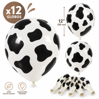 Globo impreso vaca 12" x12