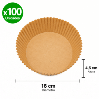 Bandeja de papel redonda para airfryer (16x4.5) x100