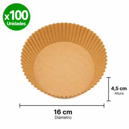 Bandeja de papel redonda para airfryer (16x4.5) x100