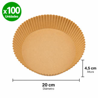 Bandeja de papel redonda para airfryer (20x4.5) x100