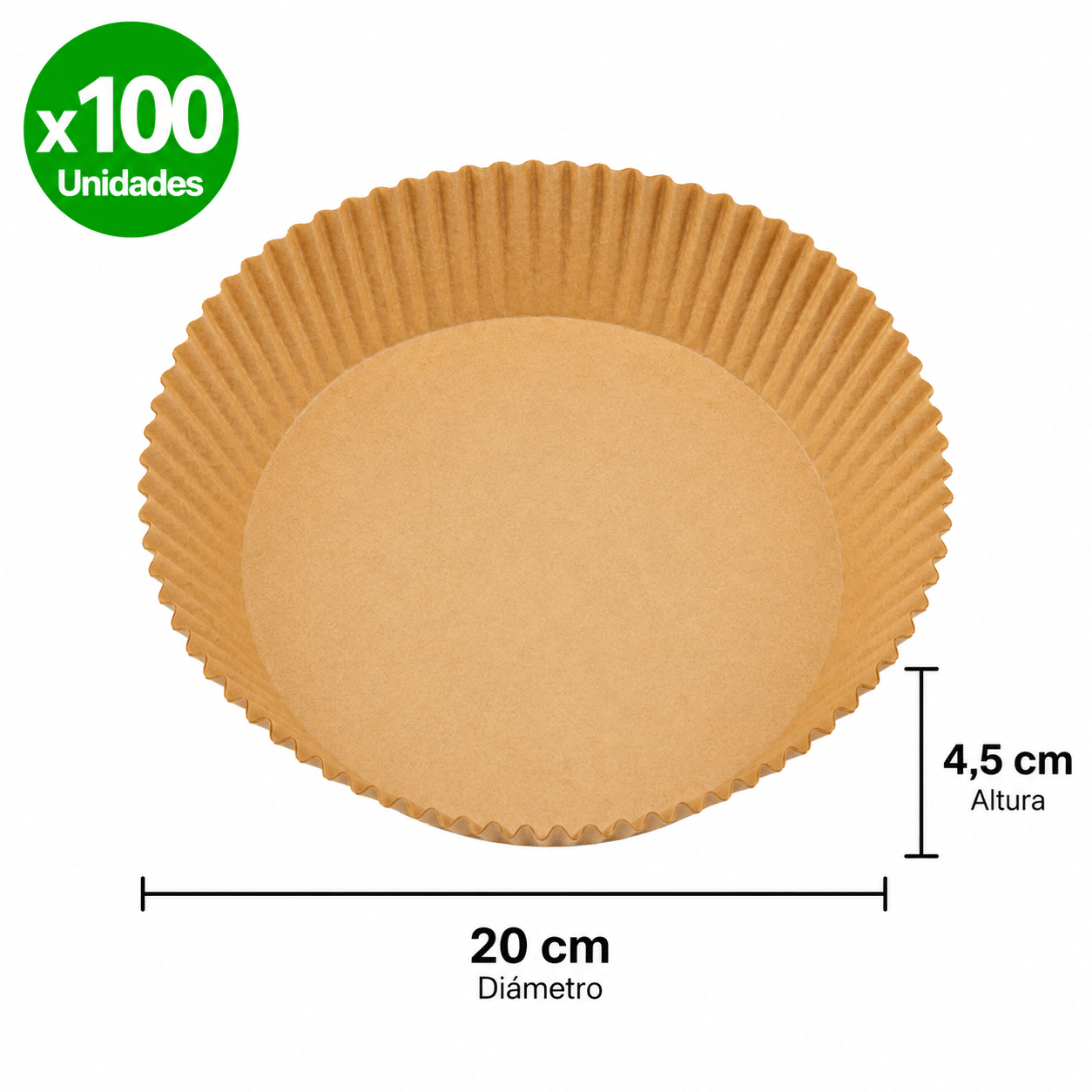 Bandeja de papel redonda para airfryer (20x4.5) x100