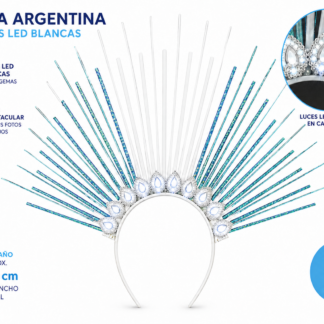 Vincha argentina flecos y strass con luz x1