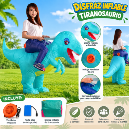 Disfraz Inflable De Dinosaurio Trex Adultos x1