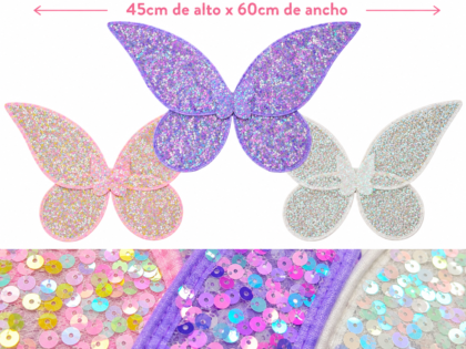 Alas de mariposa con lentejuelas x1
