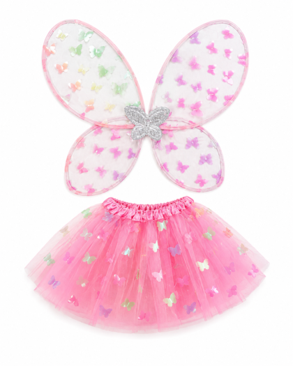 Set alas-tutu mariposa Rosa x1
