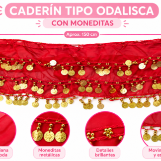 Caderin odalisca rojo tela y monedas x1