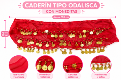 Caderin odalisca rojo tela y monedas x1