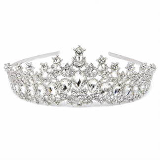 Corona premium plateada gemas y strass color x1