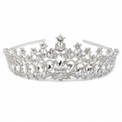 Corona premium plateada gemas y strass color x1