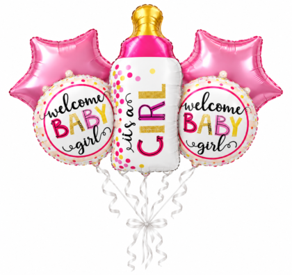 Kit globos baby mamadera its a girl rosa 5 piezas x1