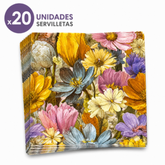 Servilleta decoupage flores pintadas x20