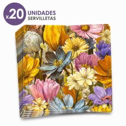 Servilleta decoupage flores pintadas x20
