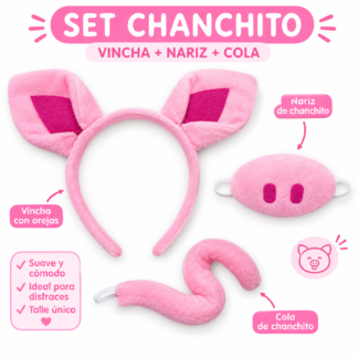 Set cerdita (nariz+vincha orejas+cola) x1