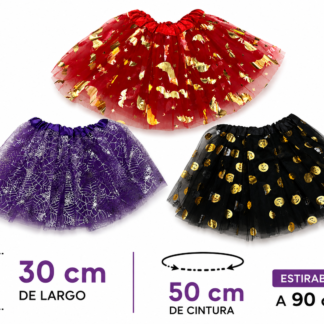 Tutu elastizado halloween estampado metalizado x1