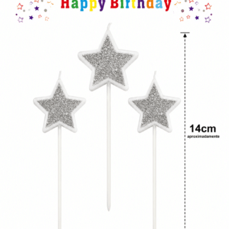 Vela para torta estrella x3