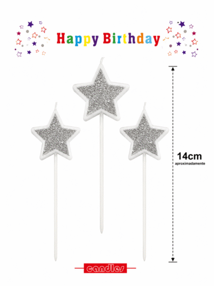 Vela para torta estrella x3