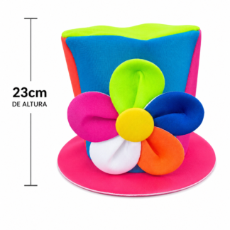 Galera mediana con flor multicolor x1