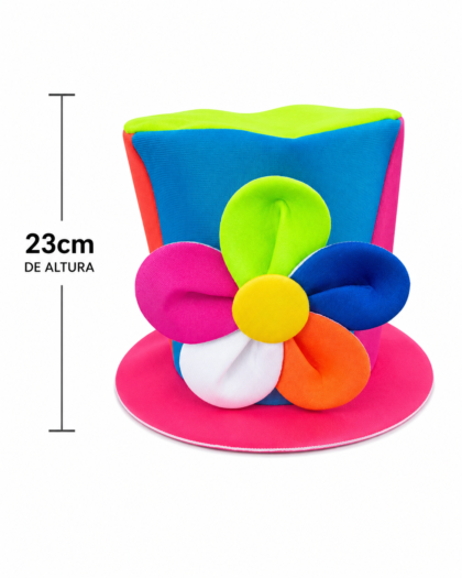 Galera mediana con flor multicolor x1