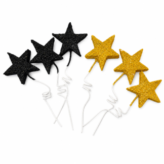 Pinche resorte con brillo estrella dorado/negro x6