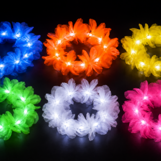 Pulsera hawaiana tela con flores Liso led x1