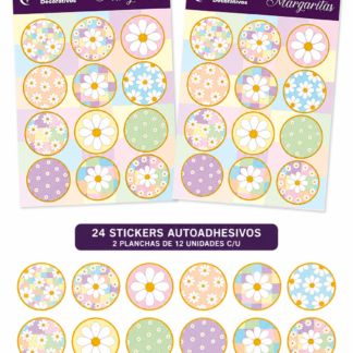 Stickers en plancha florcitas x24