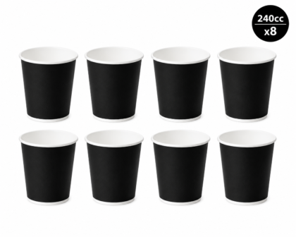 Vaso polipapel liso negro 240 cc x8