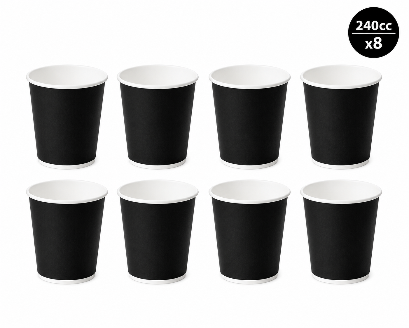 Vaso polipapel liso negro 240 cc x8