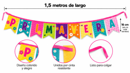 Banderin tela primavera x1