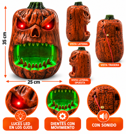 Calabaza de terror animatronica mordedora