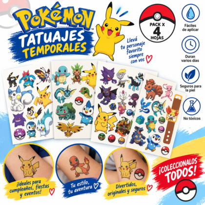 Tatuaje temporal pokemon x4