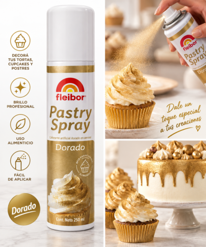 Colorante spray dorado comestible fleibor x50grs x1