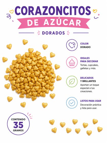 Formas decorativas holy place corazon dorada 35gr x1