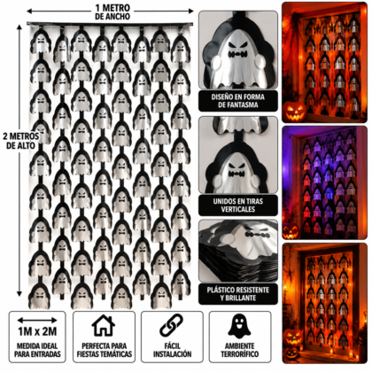 Cortina fantasmas metalizada halloween x1