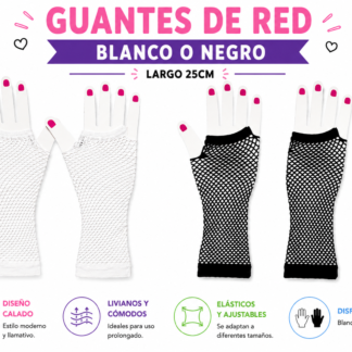 Guantes de Red Largos Blanco/negros x2
