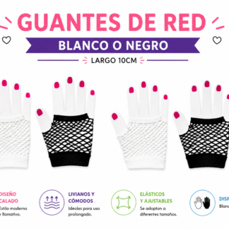 Guantes de Red Cortos Blanco/negros x2