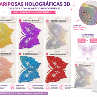 Mariposa 3d Holografica autoadhesiva x6