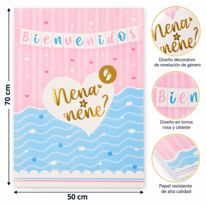 Afiche bienvenidos revelacion de genero nena o nene x1