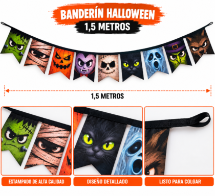 Banderin personajes surtidos halloween tries x1