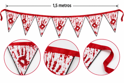 Banderin sangriento/terror triangular halloween tries x1