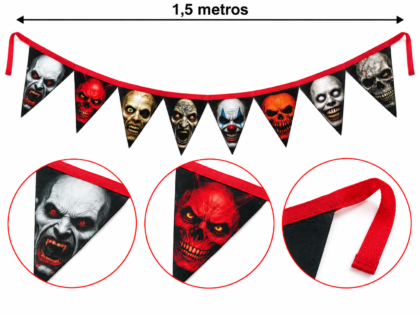 Banderin terror triangular halloween x1