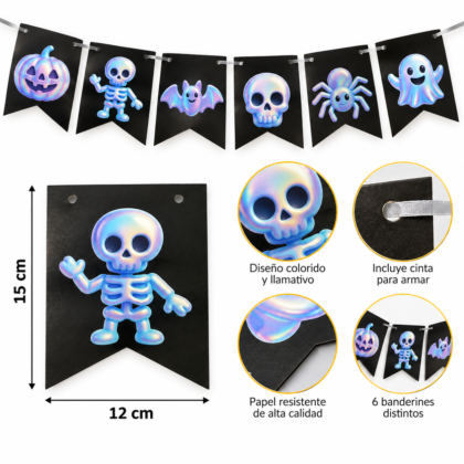 Banderin halloween tornasolado x1