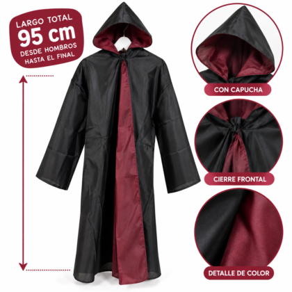 Capa niño con capucha harry potter x1