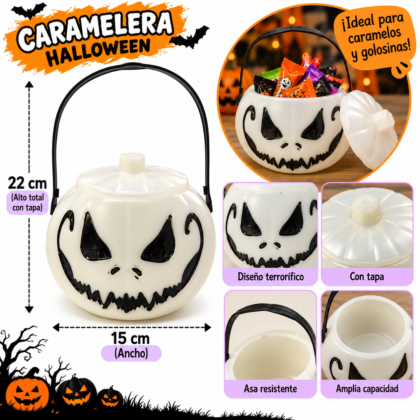 Caramelera calabaza terror blanca/traslucida x1
