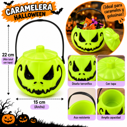 Caramelera calabaza terror amarilla fluo x1