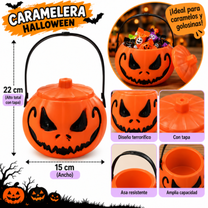Caramelera calabaza terror naranja x1