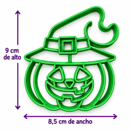Cortante marcador plastico 3d calabaza con sombrero halloween x1