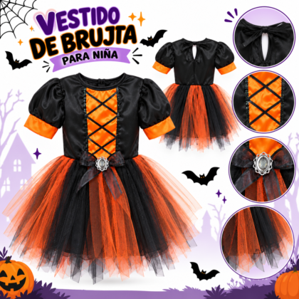 Disfraz Bruja negra y Naranja Fantasy