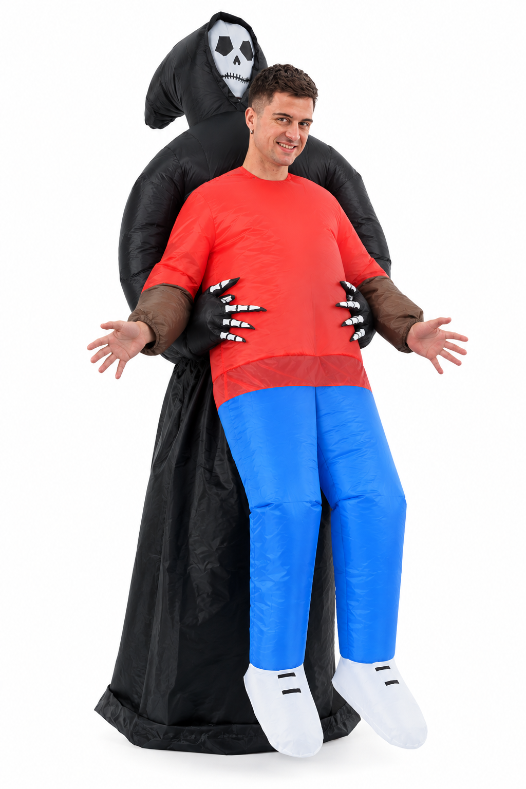 Disfraz Inflable Parca La muerte con su presa x1 - Imagen 2